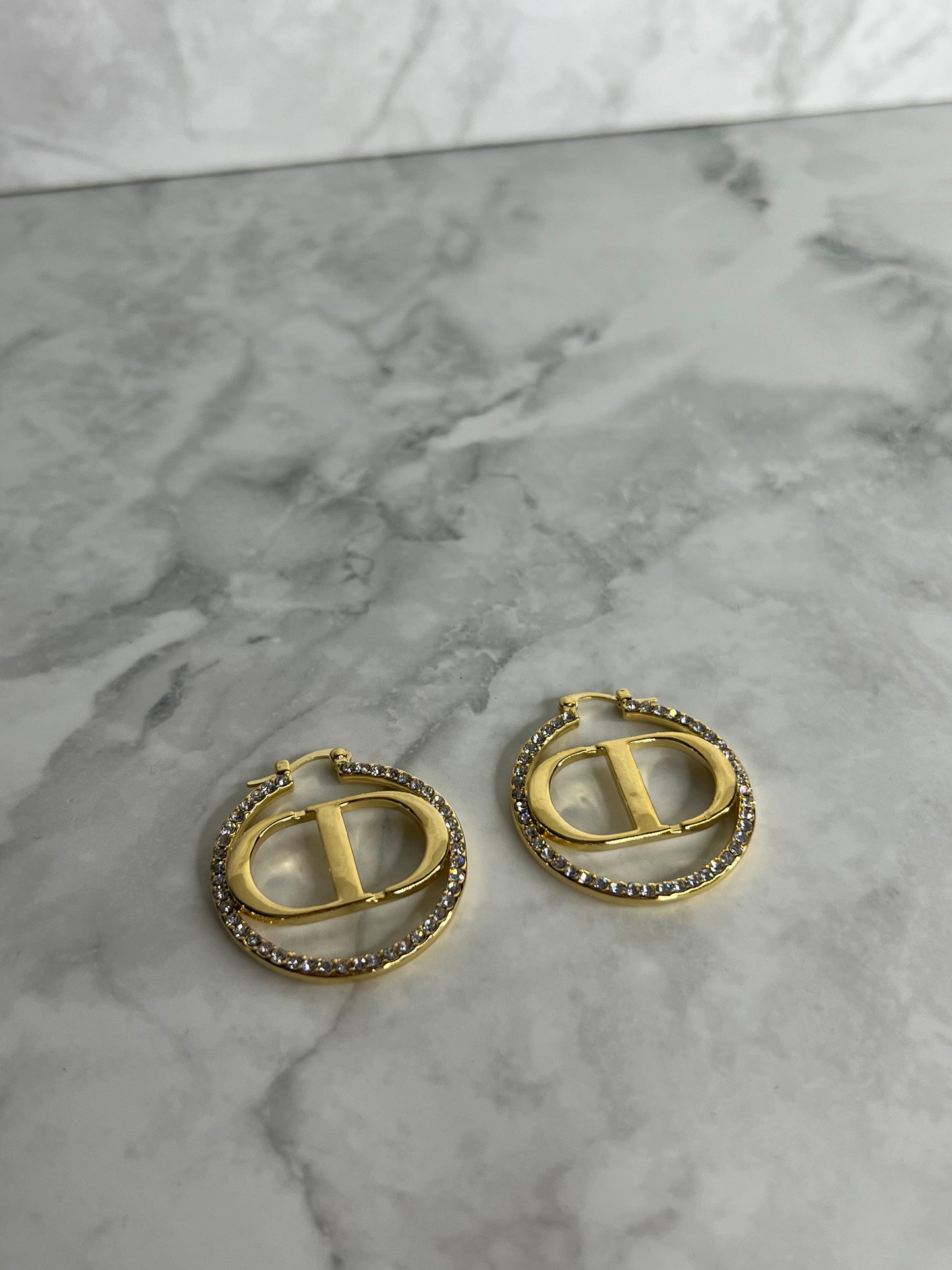 Diamanté CD earrings hoops